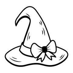 Witch hat icon in doodle style