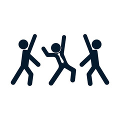 Dancing people, office workers. Vector linear icon isolated on white background.