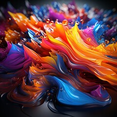 A suitable name for the image could be Abstract Fractal Waves with Blue and Gold Swirls
