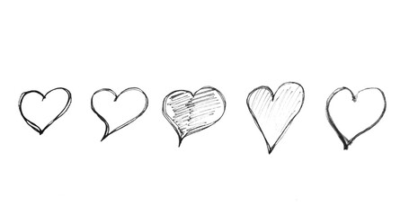 Hand drawn set hearts collection. Romance and love illustrations.