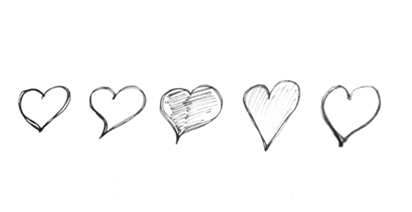 Hand drawn set hearts collection. Romance and love illustrations.