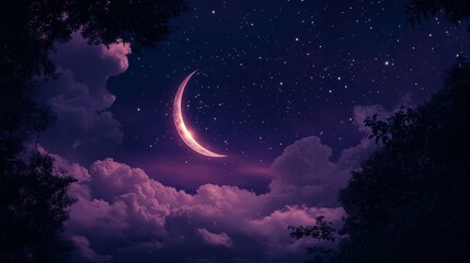 Fototapeta premium Ethereal glow of the moon enhances dreamy themes.