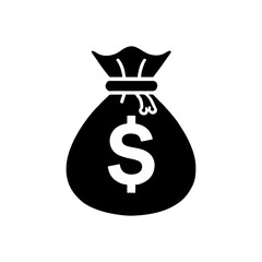 Money bag with dollar sign icon silhouette vector illustration design on white background.