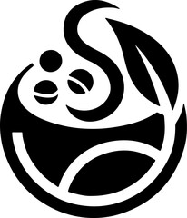 vector illustration design image icon logo symbol decoration ornament drink with floral decoration for cafe emblem