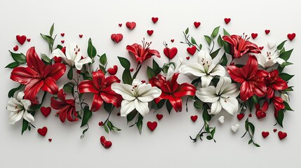 Red and White Lily Floral Arrangement: A Romantic Valentine's Day Design