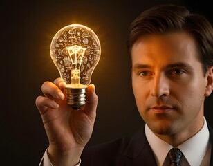 Holding a glowing lightbulb symbolizes a brilliant business idea—what if your venture focuses on creating eco-friendly, sustainable products? How would you differentiate it from competitors and ensure