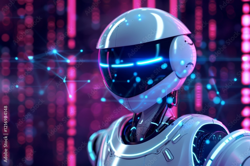 Poster protective virtual codes weave a digital armor around an ai robot, an ai robot defending against cyb
