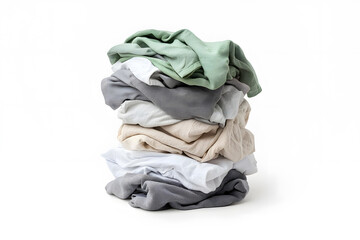 Big pile of dirty laundry, isolated on white background