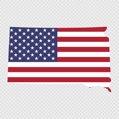 Fototapeta premium South Dakota state map with American national flag.