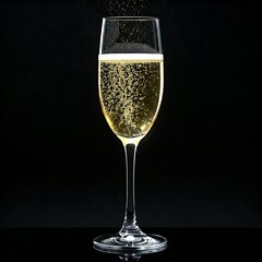 A sparkling Champagne flute with bubbles rising to the top, AI Generated
