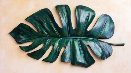 Elegant Emerald Monstera Leaf Wall Decor: A Tropical Artistic Statement