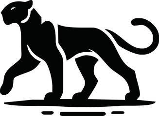 Sleek Panther Silhouette Logo Icon Depicting Cougar, Puma, and Jaguar
