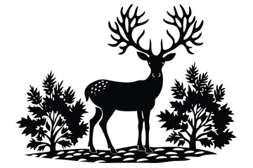 Silhouette animal in nature white background