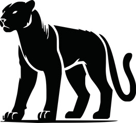 Sleek Panther Silhouette Logo Icon Depicting Cougar, Puma, and Jaguar
