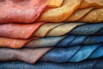 A colorful pile of textiles, great for illustrating diversity and creativity