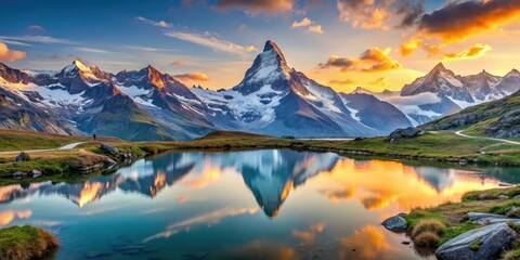 Panorama Matterhorn And Weisshorn Mountains