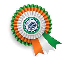 Indian tricolor badge with Ashoka Chakra ribbon design.
