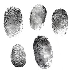 Fingerprint set isolated on transparent background. Generative AI