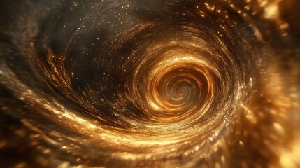Golden Cosmic Vortex: A swirling, luminous nebula with fiery depths