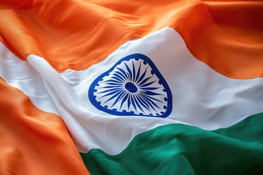 Close-up shot of Indian flag colors, often used for patriotic and cultural purposes