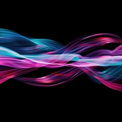 Fototapeta premium Abstract wave patterns in vibrant colors on a black background.