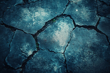 Obraz premium Cracked ground with subtle greenery visible in dried earth during daylight hours