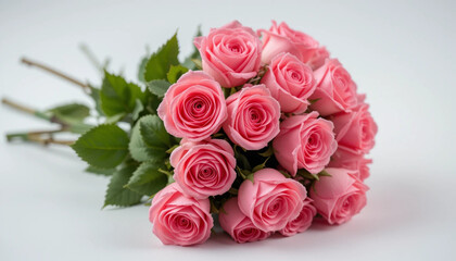 Naklejka premium Beautiful composition spring flowers. Bouquet of pink tulips flowers on pastel pink background. Valentine's Day, Easter, Birthday, Happy Women's Day, Mother's Day. Flat lay, top view, copy space