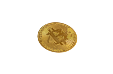 Bitcoin isolated on white background. Cryptocurrency. Golden bitcoin physical