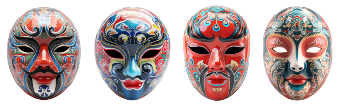 Cultural mask display traditional festival art showcase vibrant environment close-up view celebrating heritage
