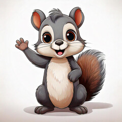 Cute grey squirrel waving