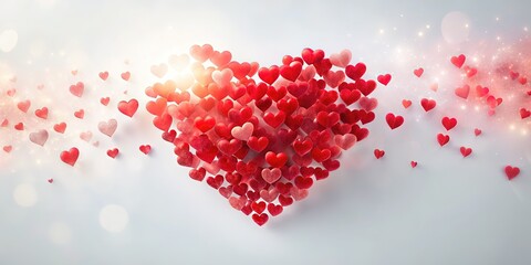 Long Exposure Red Heart Cloud, Valentine's Day Abstract Background, Romantic Love Concept