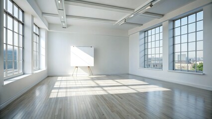 Minimalist White Room with Blank Whiteboard - Perfect for Mockups & Presentations