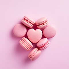 Obraz premium pink heart shaped macaroons on pink background.