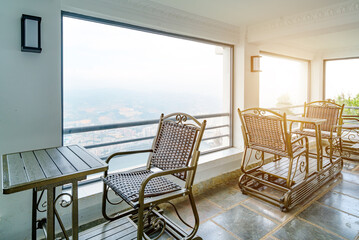 An observation deck with a panoramic view of the city, Gejiu, Yunnan, China.
