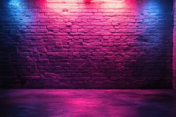 A brick wall with a bright neon sign above, suitable for use in nightlife or event settings