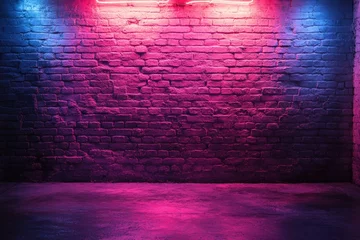Poster A brick wall with a bright neon sign above, suitable for use in nightlife or event settings