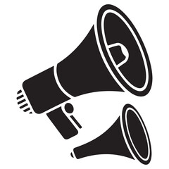 megaphone silhouette, minimal car horn icon vector illustration