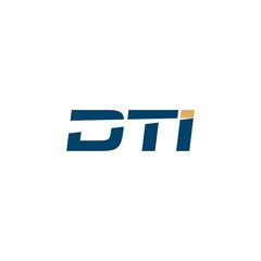 Creative DTI initial logo design with arrow swoosh symbol for transport or tech solutions company, combining elegant typography and modern vector style