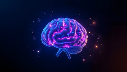 Fototapeta premium Glowing Human Brain Neural Network 3d Render