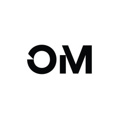 OM monogram logo design letter text name symbol monochrome logotype alphabet character simple logo