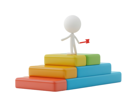 Isolated Man Standing on Colorful Steps