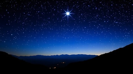 Fototapeta premium Serene Night Sky with Sparkling Stars Over Vast Landscape View