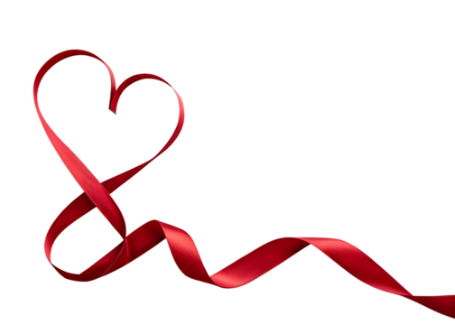 A heart shape and awareness ribbon are crafted from red ribbon on a smooth light marble background, symbolizing love, support, and awareness for various causes.
