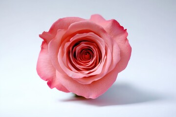 Fototapeta premium A single pink rose on a white surface