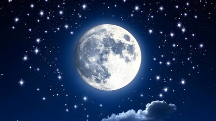 Naklejka premium Serene Blue Night Sky with Scattered Twinkling Stars and Moon