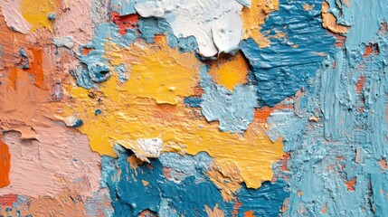 Abstract colorful paint texture; peeling, damaged surface; background art; design element