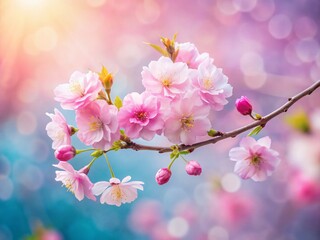 Minimalist Spring Blossom: Single Sakura Branch in Bloom