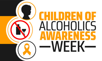 Children of Alcoholics Awareness Week background banner or poster design template. observed every year in February. Holiday concept. Use to any Template, card, poster, placard, template.