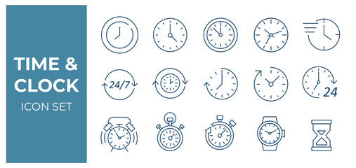 Time date and location icon illustration 