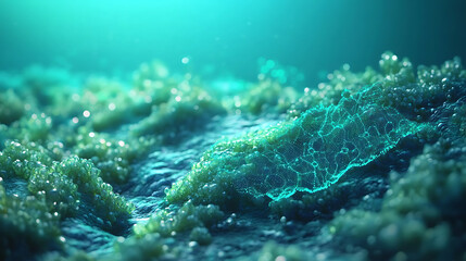 Fototapeta premium Abstract Glowing Aqua Particles Background